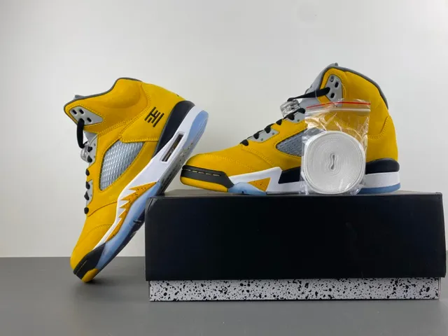 Air Jordan 5 Amarillo Negro Blanco Zapatillas de Baloncesto 15
