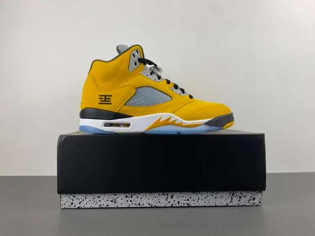 Air Jordan 5 Amarillo Negro Blanco Zapatillas de Baloncesto 16