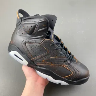 Tênis de basquete Air Jordan 6 efeito desgastado preto e marrom pátina