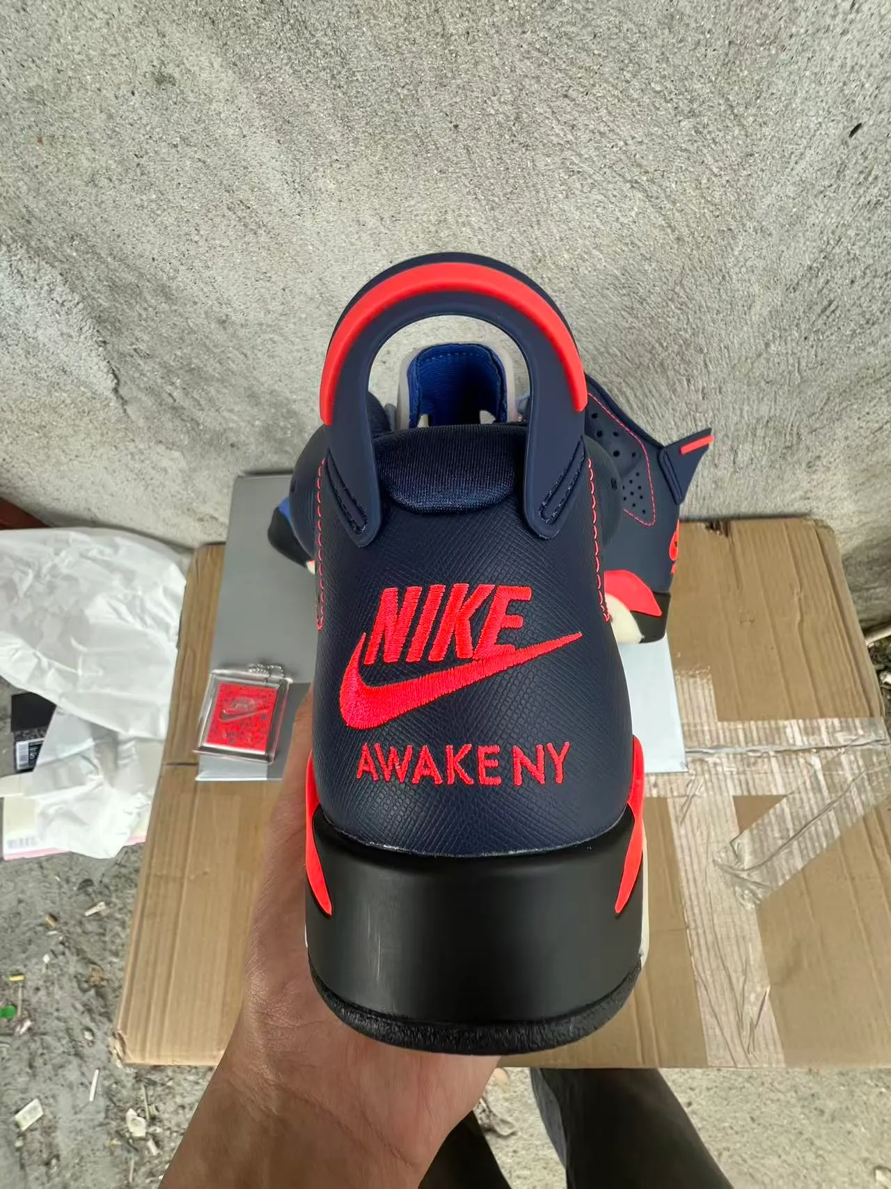 Air Jordan 6 حذاء كرة السلة كحلي وأزرق فاتح وأحمر 8