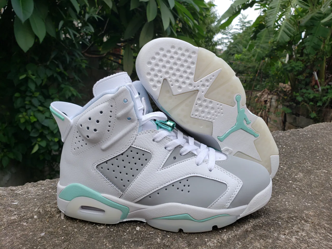 Tênis de basquete Air Jordan 6 branco cinza verde-menta 6