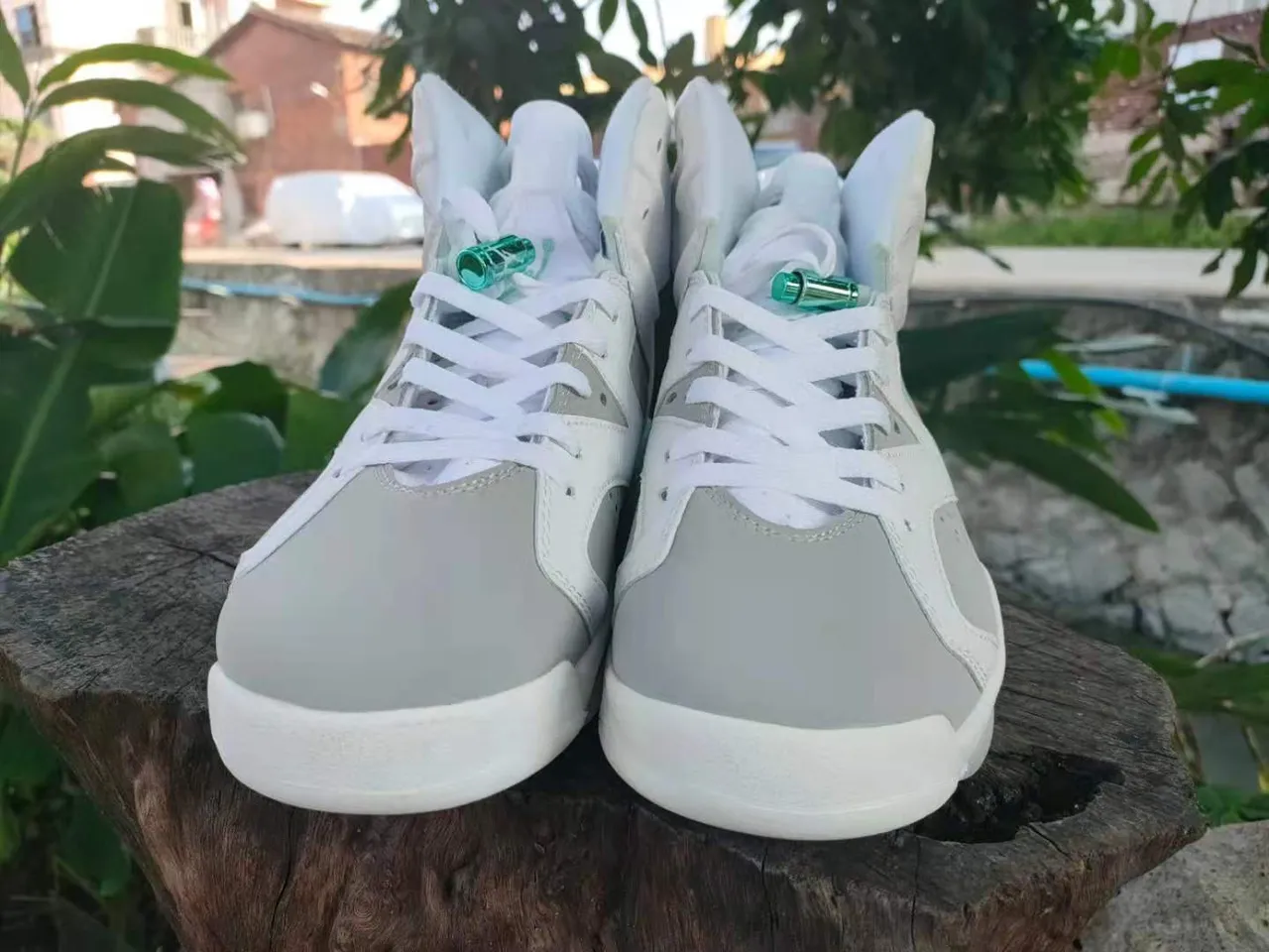 Tênis de basquete Air Jordan 6 branco cinza verde-menta 8