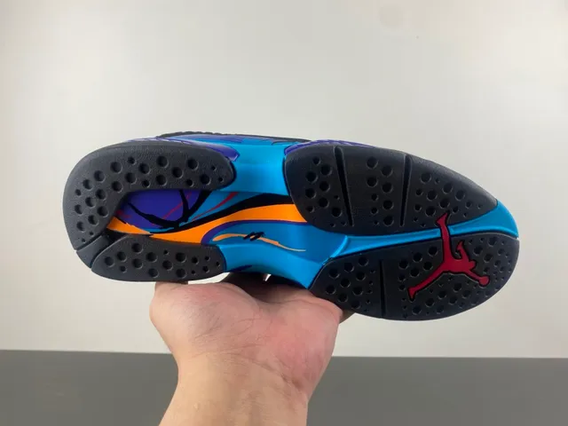 Tênis de basquete Air Jordan 8 preto cinza azul roxo 7