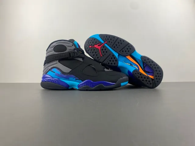 Tênis de basquete Air Jordan 8 preto cinza azul roxo 10
