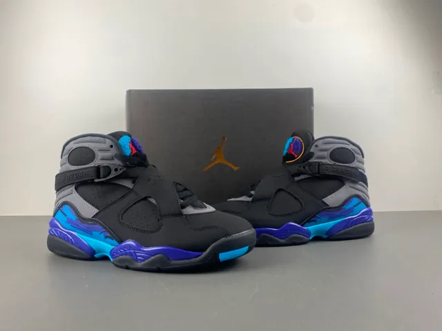 Tênis de basquete Air Jordan 8 preto cinza azul roxo 12