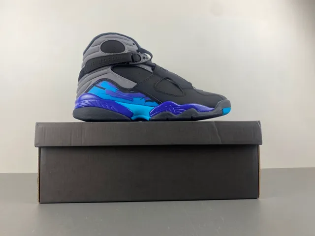 Tênis de basquete Air Jordan 8 preto cinza azul roxo 14
