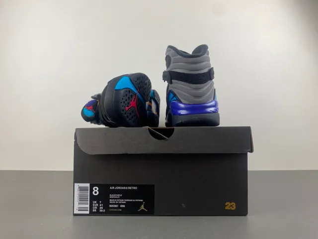 Tênis de basquete Air Jordan 8 preto cinza azul roxo 15