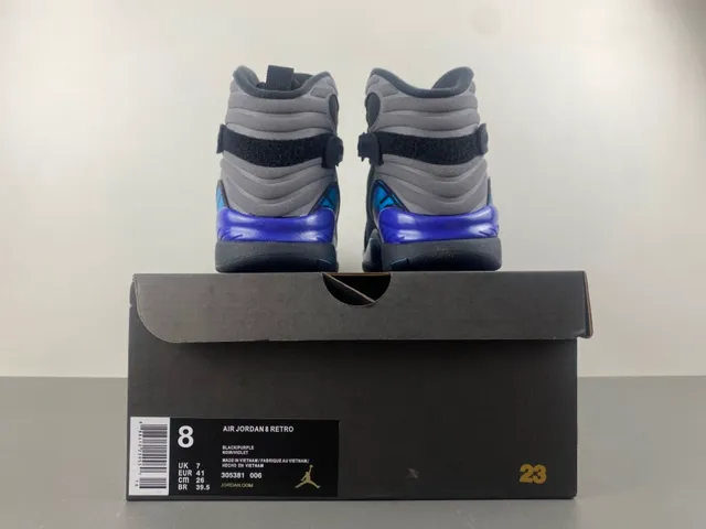 Tênis de basquete Air Jordan 8 preto cinza azul roxo 16