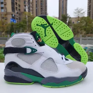 Air Jordan 8 أبيض أسود أخضر حذاء كرة السلة