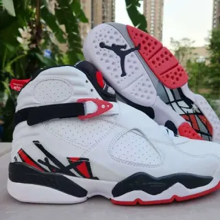 Tênis de basquete Air Jordan 8 branco preto vermelho