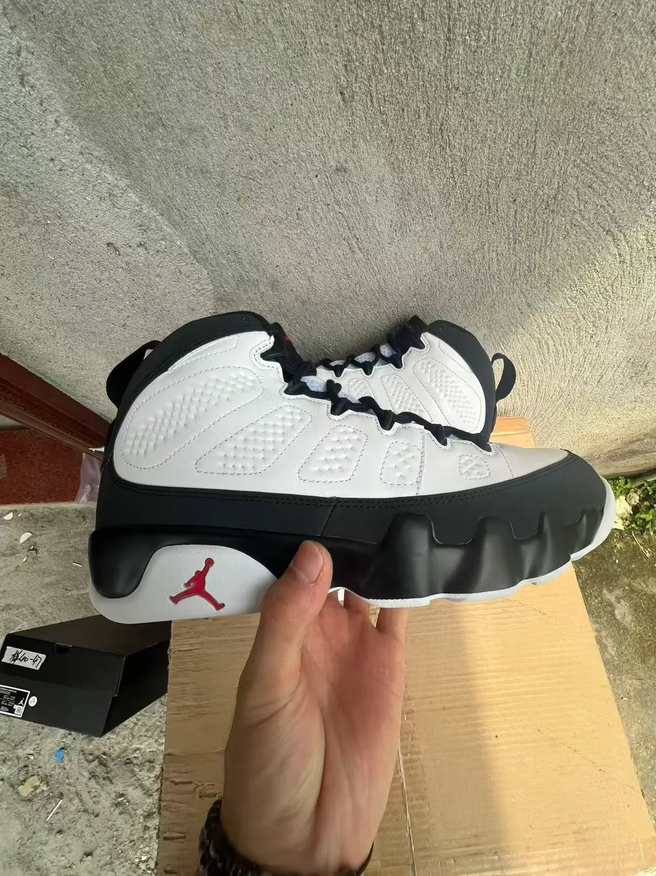 Air Jordan 9 حذاء كرة السلة أبيض أسود أزرق فاتح 4