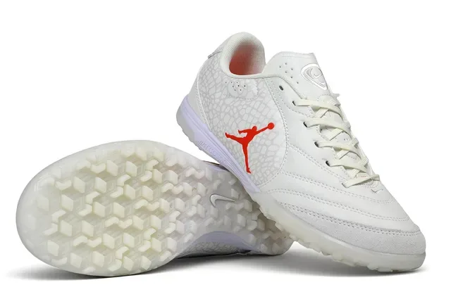 Air Jordan Turf Low-Top White and Red Turf Soccer Shoes 5