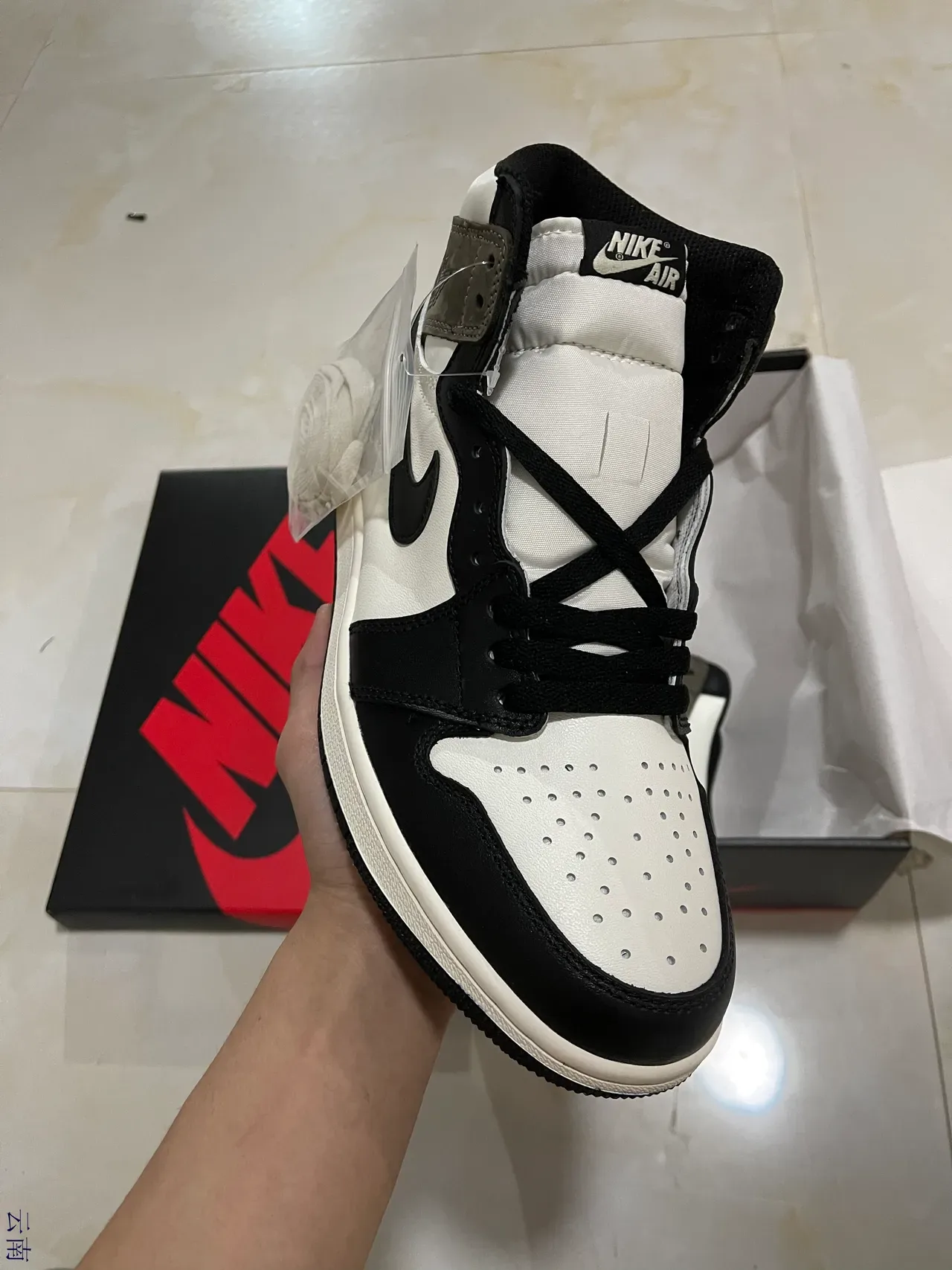Air Jordan White Black High-Top Leather And Suede Basketball Shoes 2
