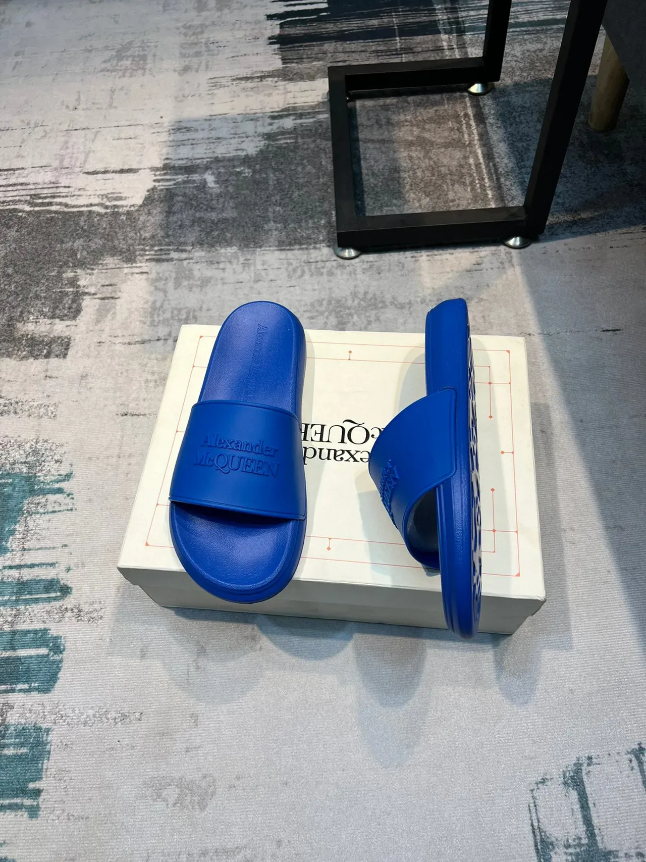 Alexander McQueen Blue Molded Rubber Slide Slippers 4