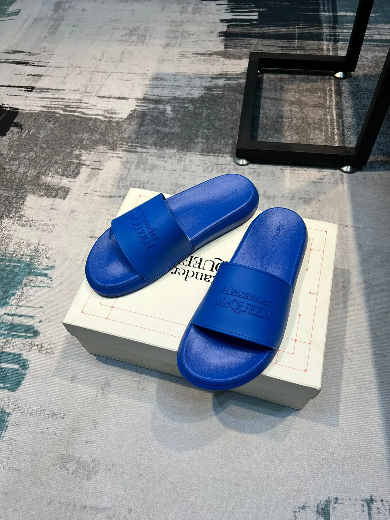 Alexander McQueen Blue Molded Rubber Slide Slippers 5