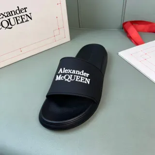 Alexander McQueen Logo Strap Black Slippers