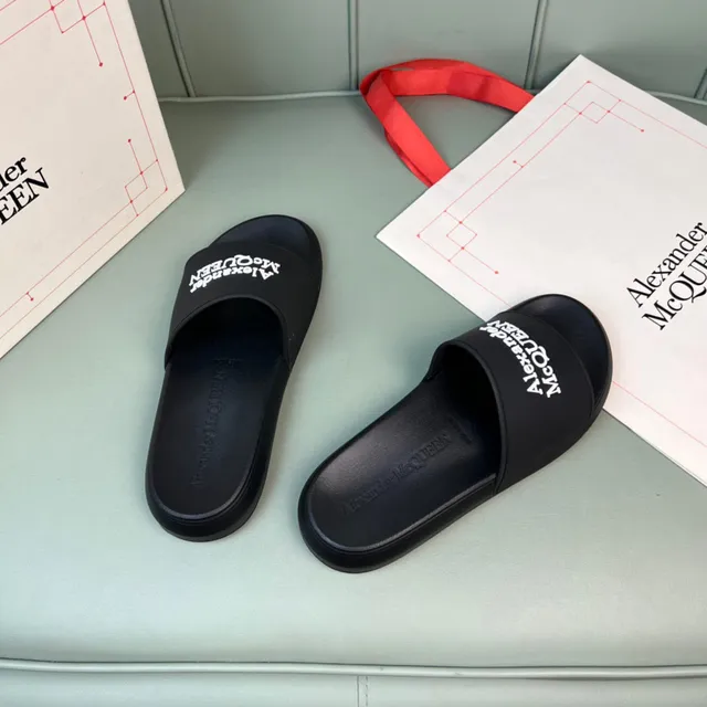 Alexander McQueen Logo Strap Black Slippers 6
