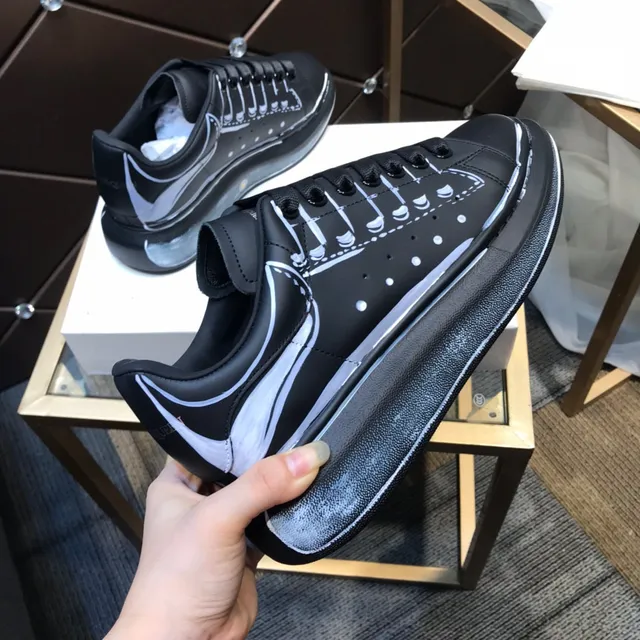 Alexander McQueen Oversized Sneaker Black White Sole Matte Leather Upper Lifestyle Sneakers 3