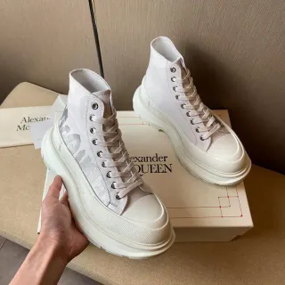 Alexander McQueen Oversized Sneaker Off-White Canvas High-Top Chunky Sneakers
