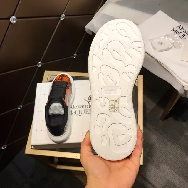 Alexander McQueen Oversized Sneaker Orange Cracked Leather Lifestyle Sneakers 4