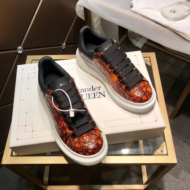 Alexander McQueen Oversized Sneaker Orange Cracked Leather Lifestyle Sneakers 8