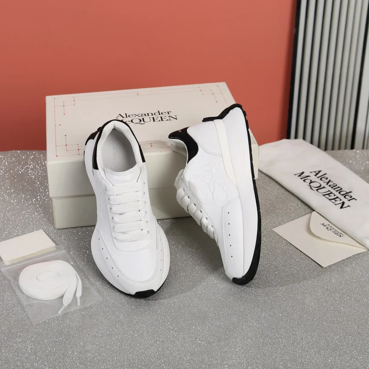 Alexander McQueen Oversized Sneaker White and Black Lifestyle Sneakers 3