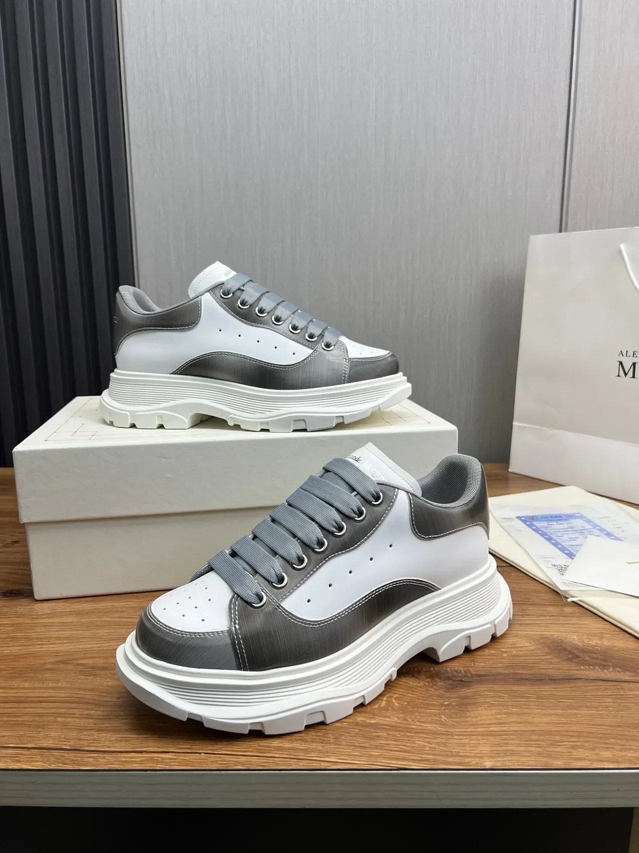 Alexander McQueen Oversized Sneaker White and Gray Chunky Sneakers 4