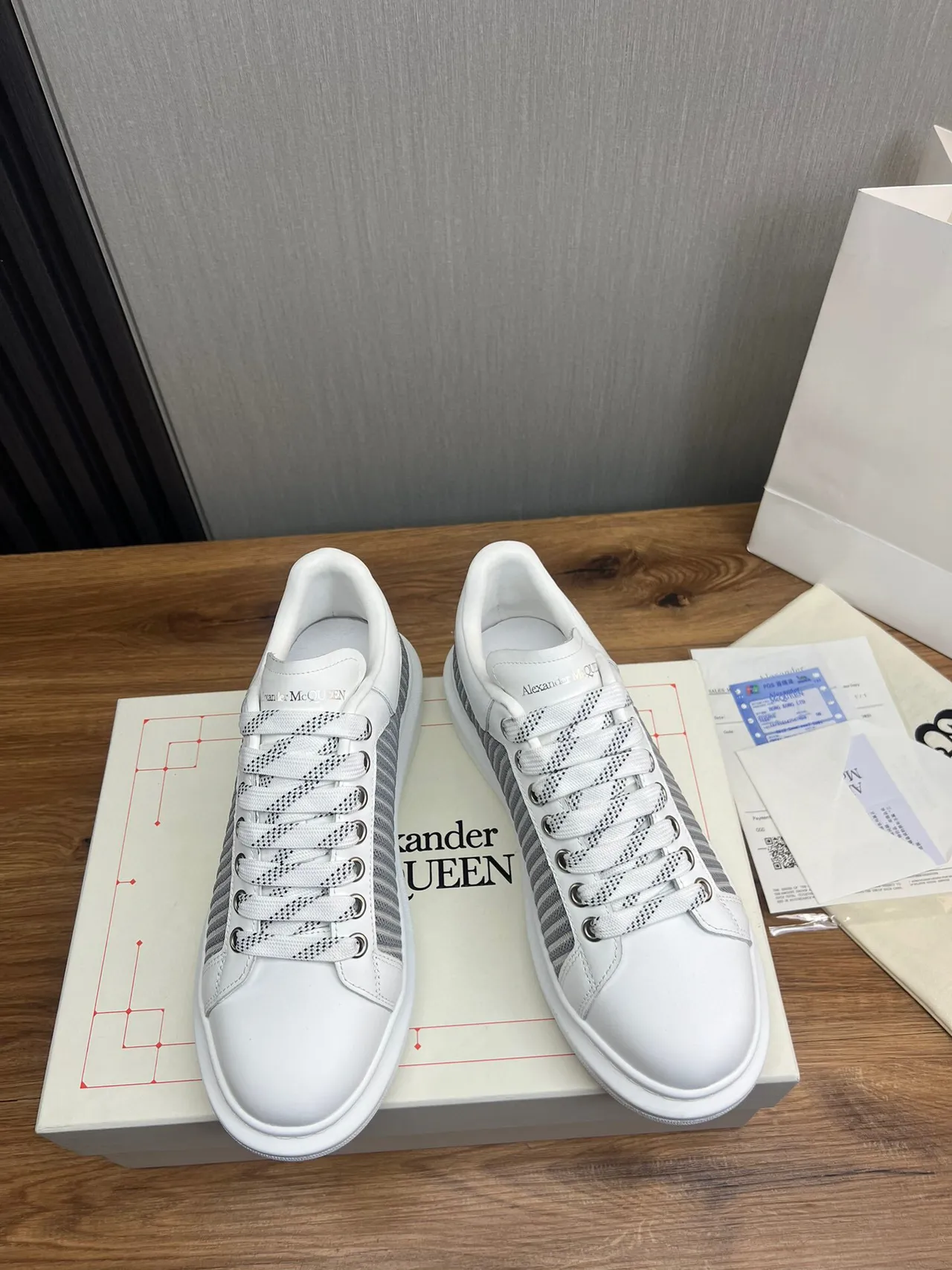 Alexander McQueen Oversized Sneaker White and Gray Lifestyle Sneakers 2