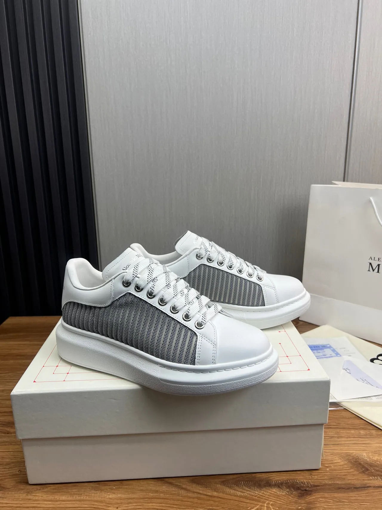 Alexander McQueen Oversized Sneaker White and Gray Lifestyle Sneakers 3