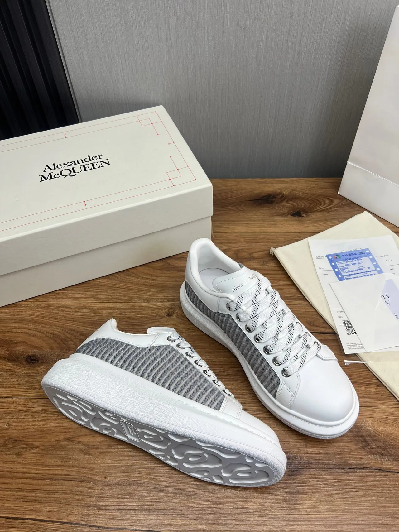 Alexander McQueen Oversized Sneaker White and Gray Lifestyle Sneakers 6