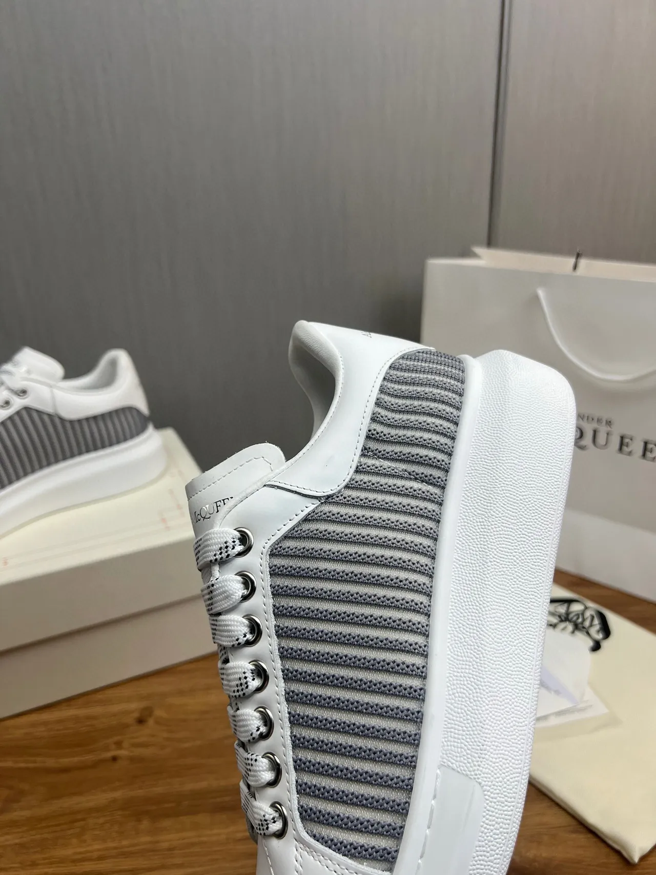 Alexander McQueen Oversized Sneaker White and Gray Lifestyle Sneakers 8