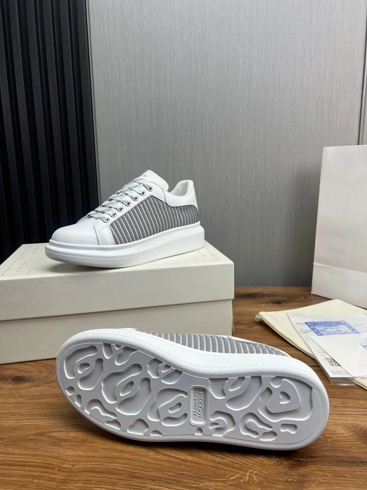 Alexander McQueen Oversized Sneaker White and Gray Lifestyle Sneakers 9