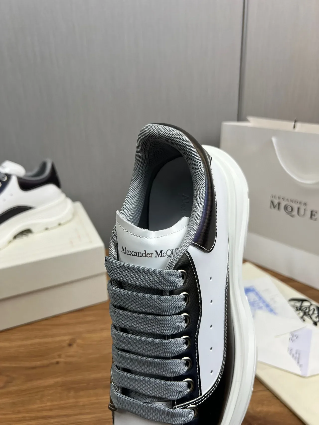 Alexander McQueen Oversized Sneaker White Black Gray Chunky Sneakers 5