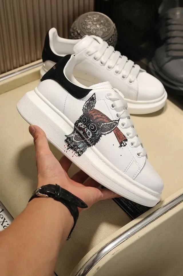 Alexander McQueen बड़ा स्नीकर सफेद काला आकृति मोटी प्लेटफॉर्म सोल जीवनशैली स्नीकर 6