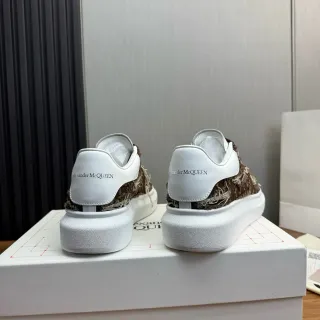 Alexander McQueen Oversized Sneaker White Brown Frayed Textile Lifestyle Sneakers