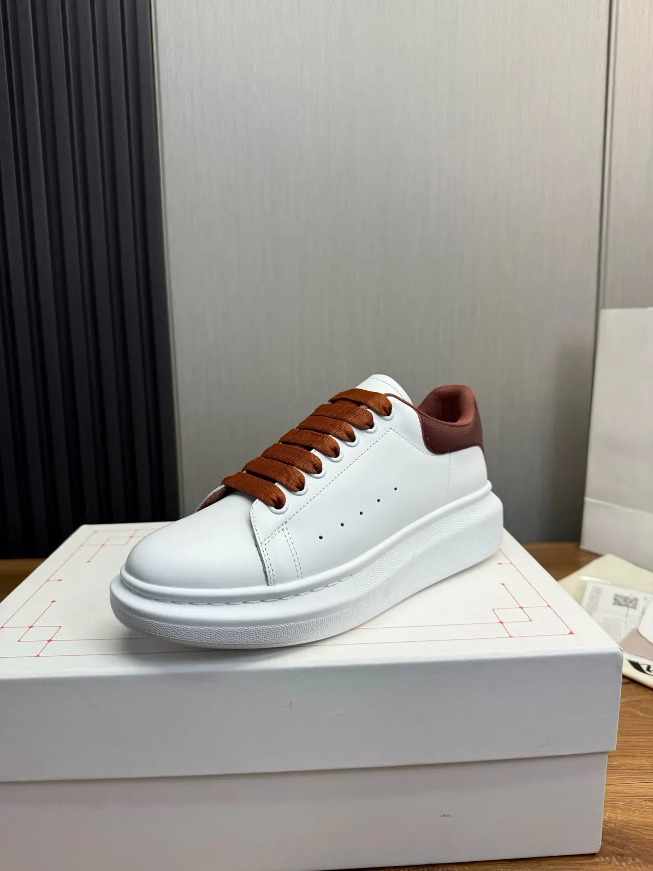 Alexander McQueen Oversized Sneaker White Burgundy Lifestyle Sneakers 2