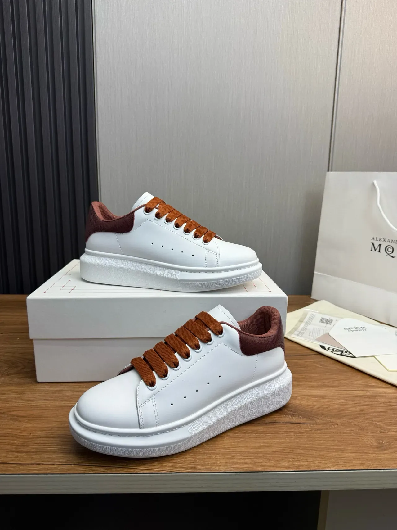 Alexander McQueen Oversized Sneaker White Burgundy Lifestyle Sneakers 5