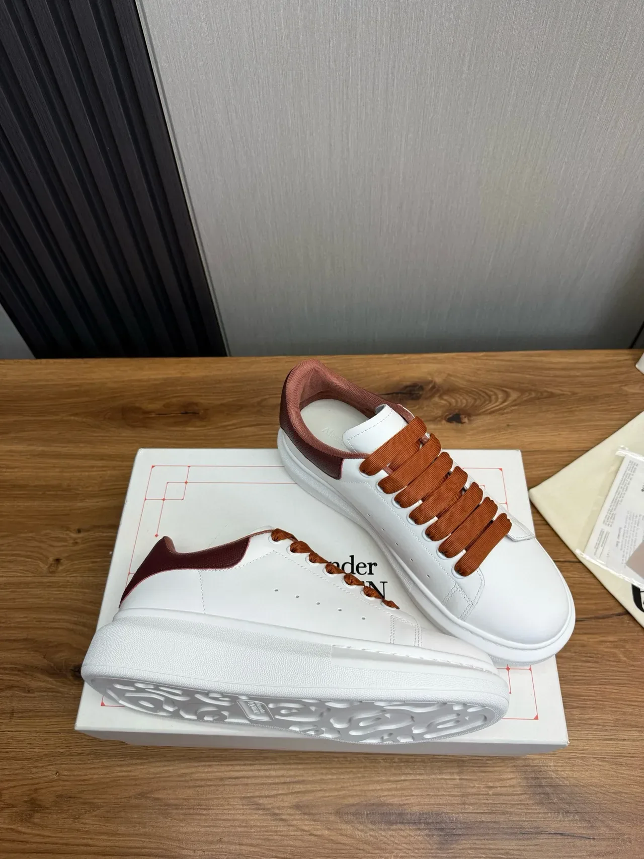Alexander McQueen Oversized Sneaker White Burgundy Lifestyle Sneakers 6