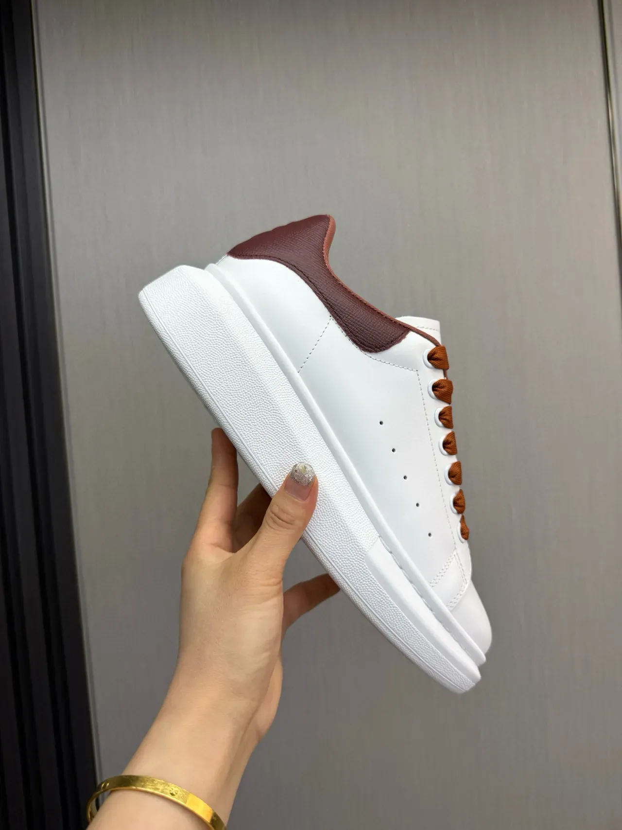 Alexander McQueen Oversized Sneaker White Burgundy Lifestyle Sneakers 7