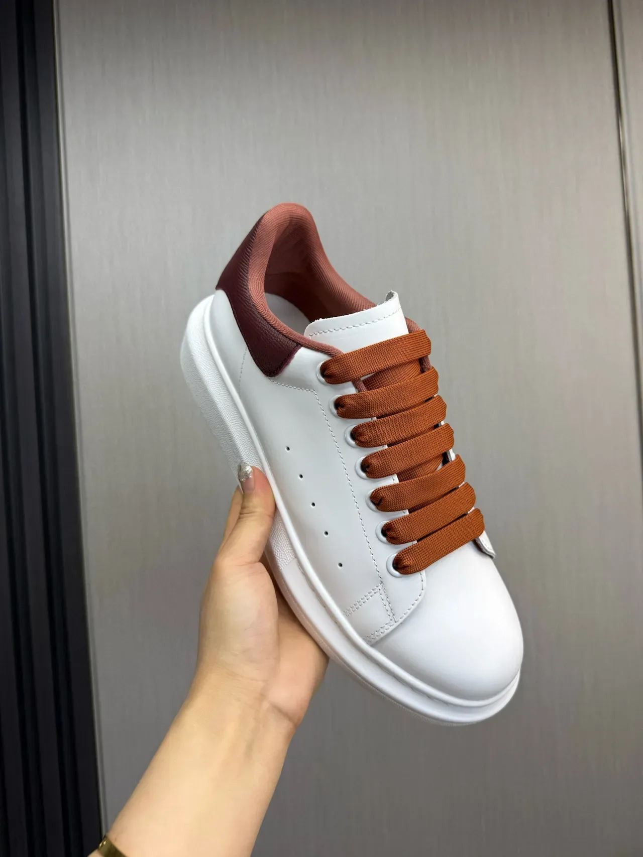 Alexander McQueen Oversized Sneaker White Burgundy Lifestyle Sneakers 8