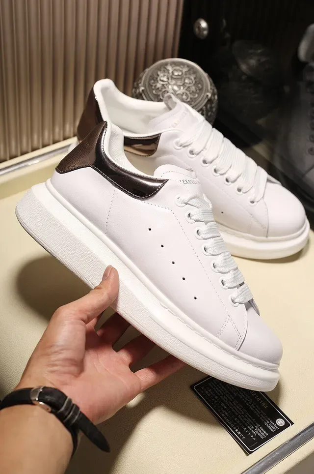 Alexander McQueen Oversized 白色金色皮革厚底休闲运动鞋 6
