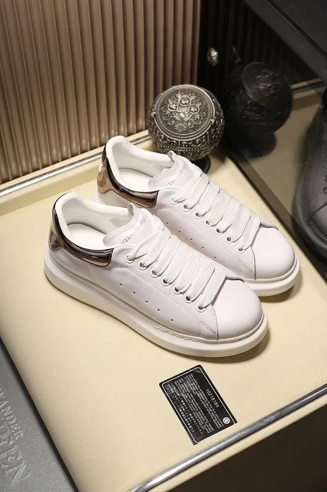 Alexander McQueen Oversized 白色金色皮革厚底休闲运动鞋 8