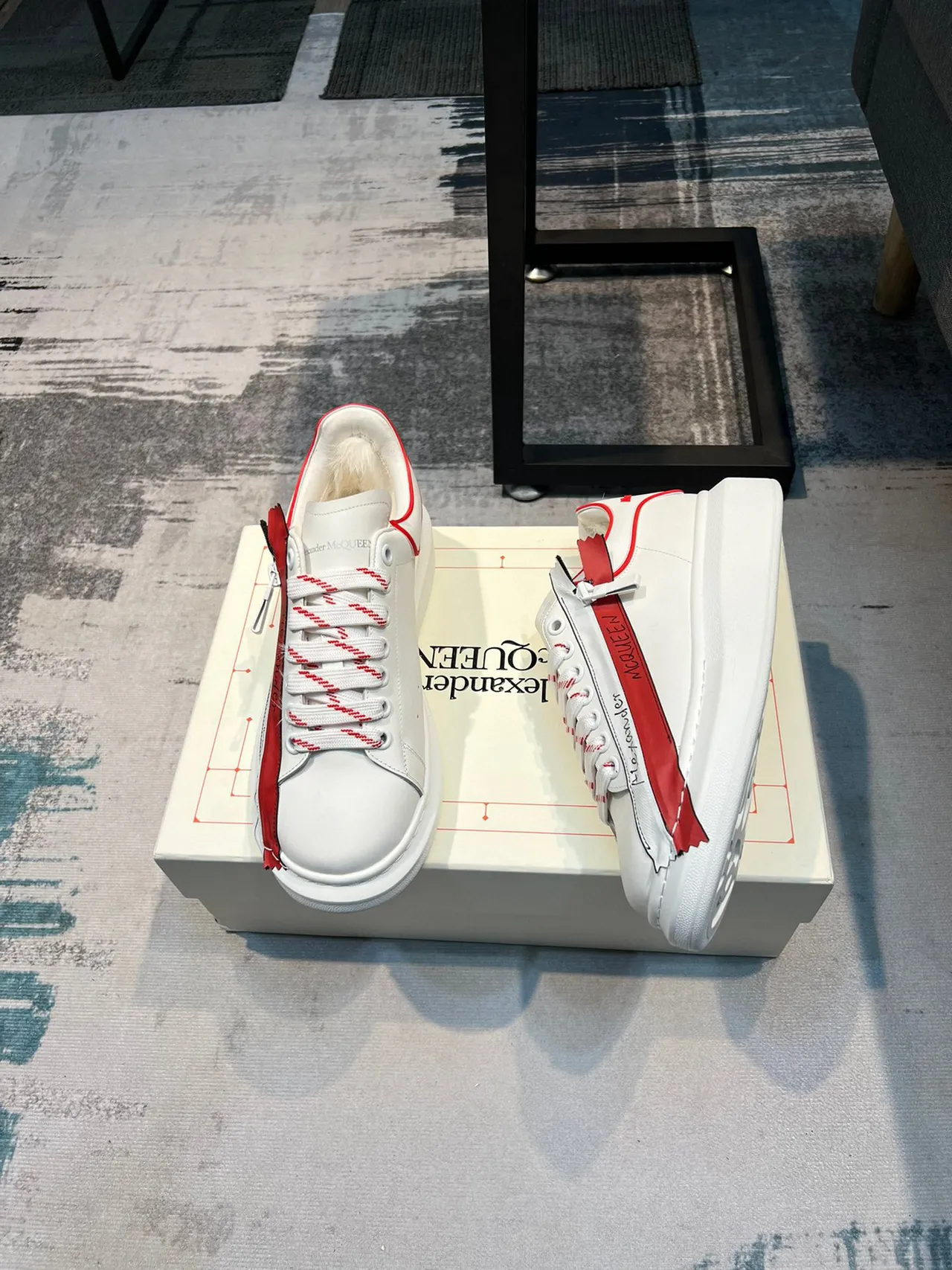 Alexander McQueen Oversized Sneaker White Red Stripe Lifestyle Sneakers 4