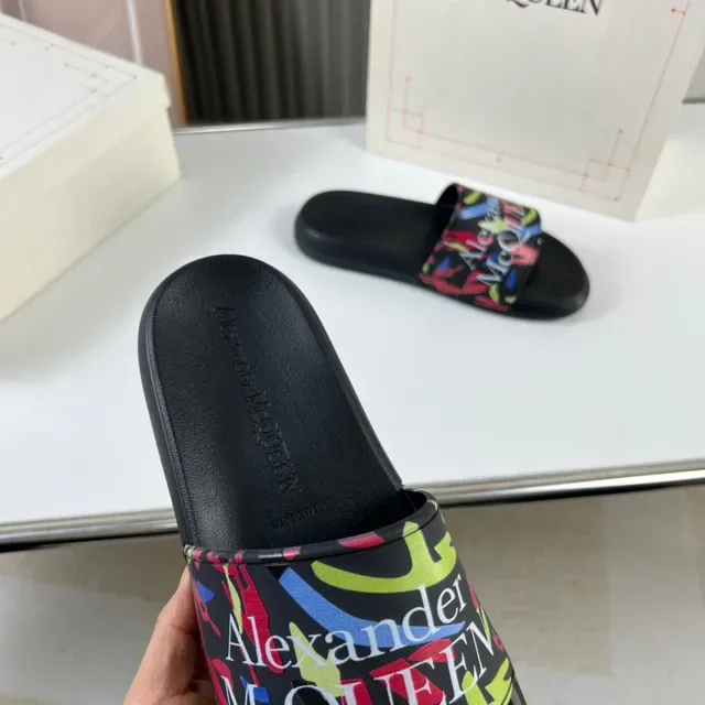 Alexander McQueen Printed Strap Slide Slippers 3