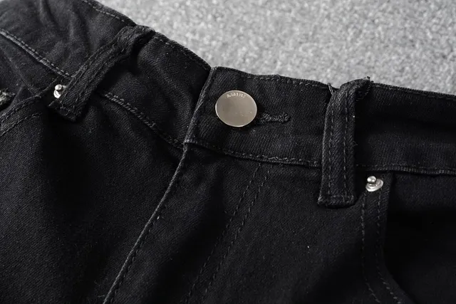 Amiri Black White Distressed Logo-Print Jeans 5