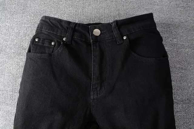 Amiri Black White Distressed Logo-Print Jeans 6