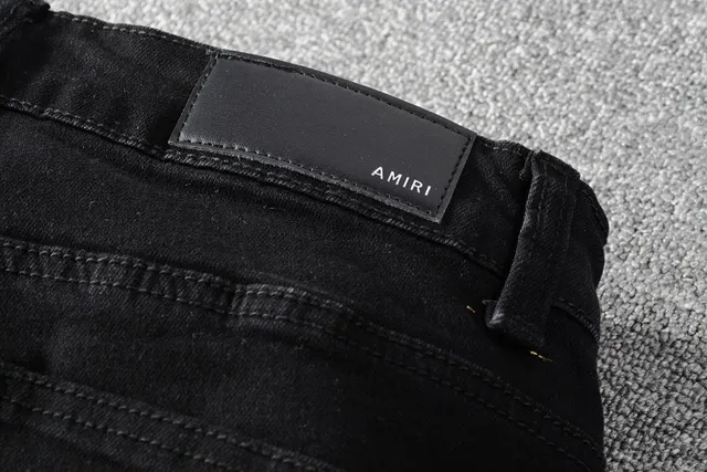 Amiri Black White Distressed Logo-Print Jeans 11