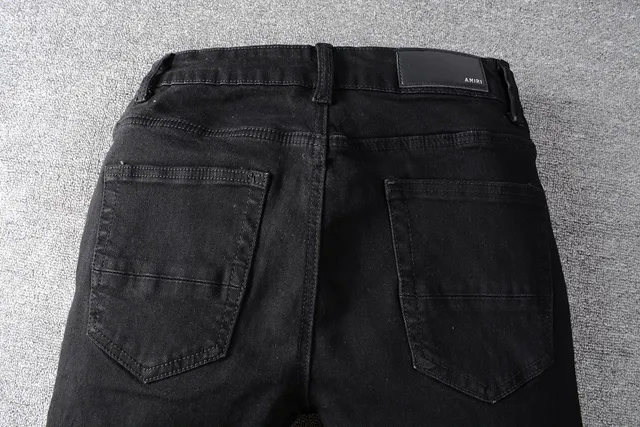 Amiri Black White Distressed Logo-Print Jeans 13