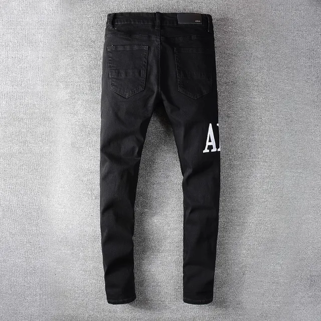 Amiri Black White Distressed Logo-Print Jeans 15