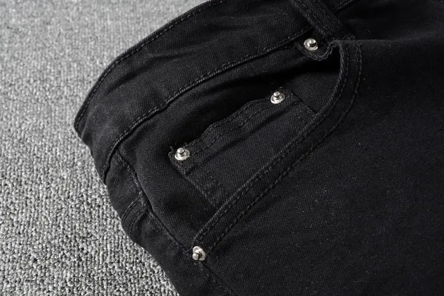 Amiri Black White Distressed Logo-Print Jeans 16